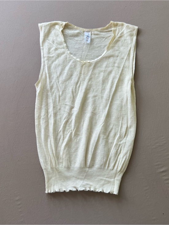 vedonis Tops - Vintage Wool Blend Pointelle Knit Tank